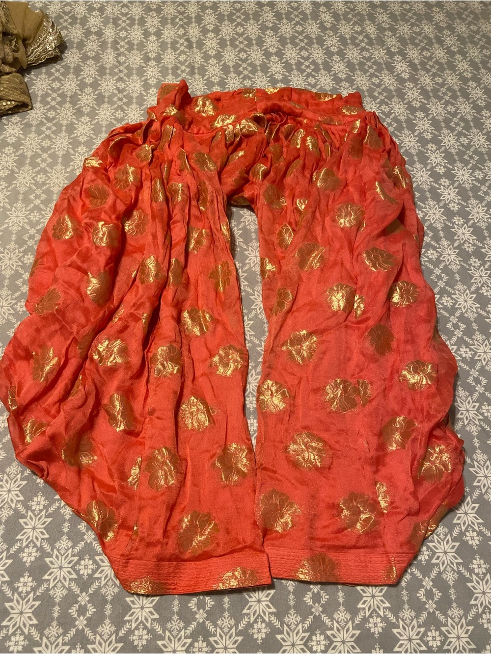 Pink Indian Patiala Salwar with Gold Floral Print Punjabi Pakistani